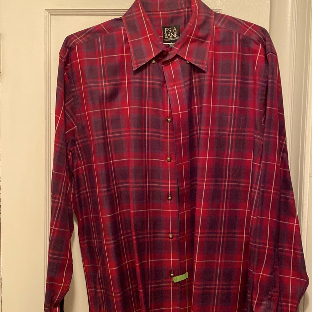 Jos A Bank Red and Purple Button Down Collar Shirt